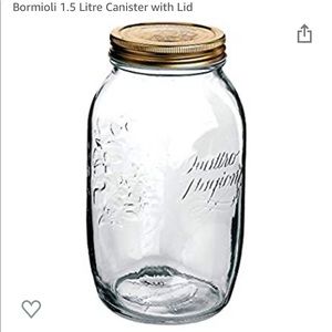Bormioli 1.5 liter canister with lid (Mason jar)